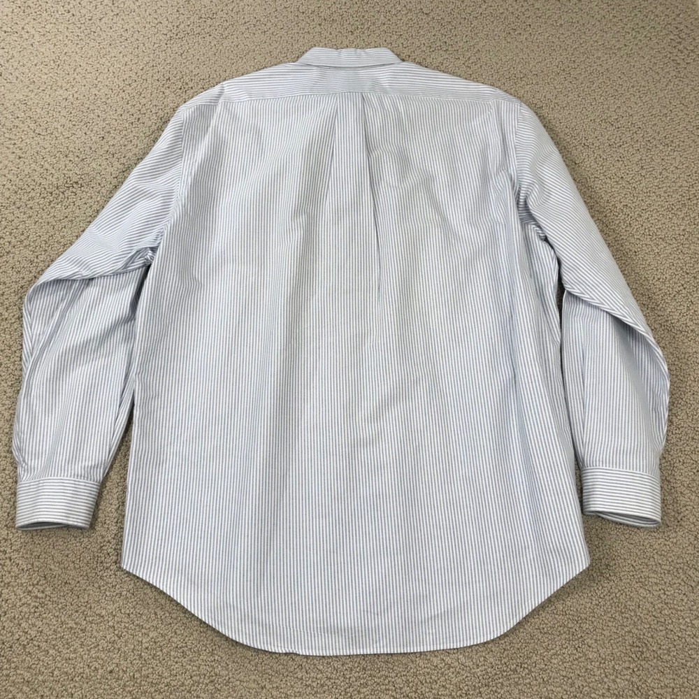 Ralph Lauren Yarmouth 16 34 Blue White Striped Oxford Button Down Shirt Pony - Picture 3 of 7